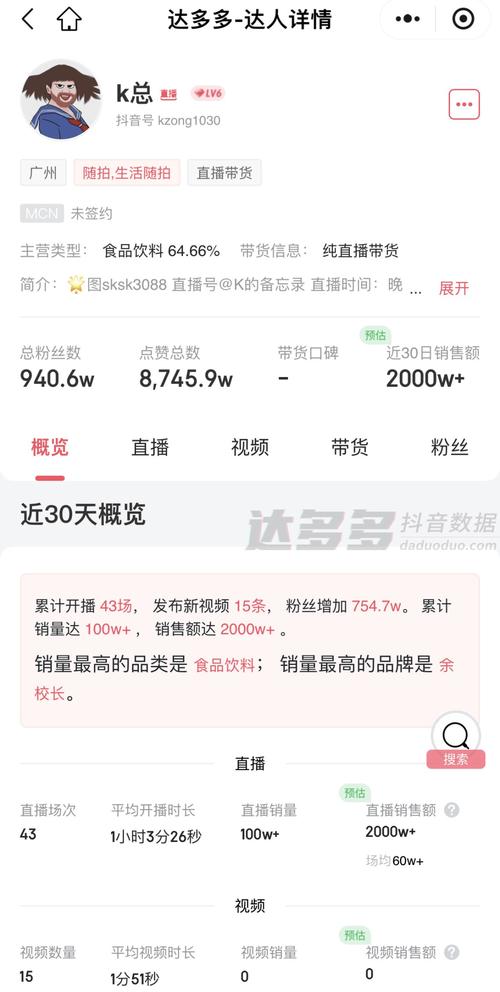 抖音直播人气K和M