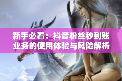 新手必看：抖音粉丝秒到账业务的使用体验与风险解析