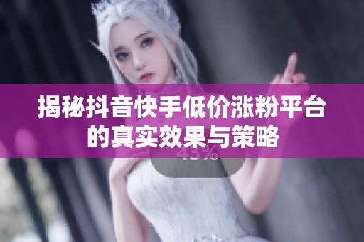 揭秘抖音快手低价涨粉平台的真实效果与策略