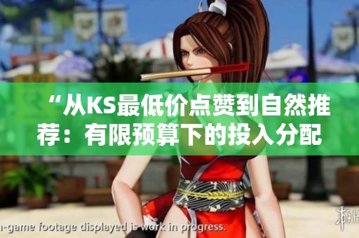 “从KS最低价点赞到自然推荐：有限预算下的投入分配策略”