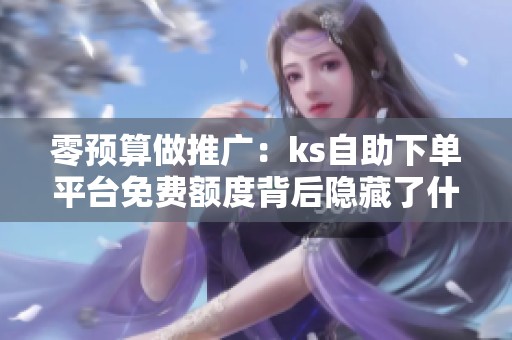 零预算做推广:ks自助下单平台免费额度背后隐藏了什么? 零预算做推广:ks自助下单平台免费额度背后隐藏了什么?