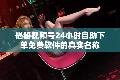 揭秘视频号24小时自助下单免费软件的真实名称
